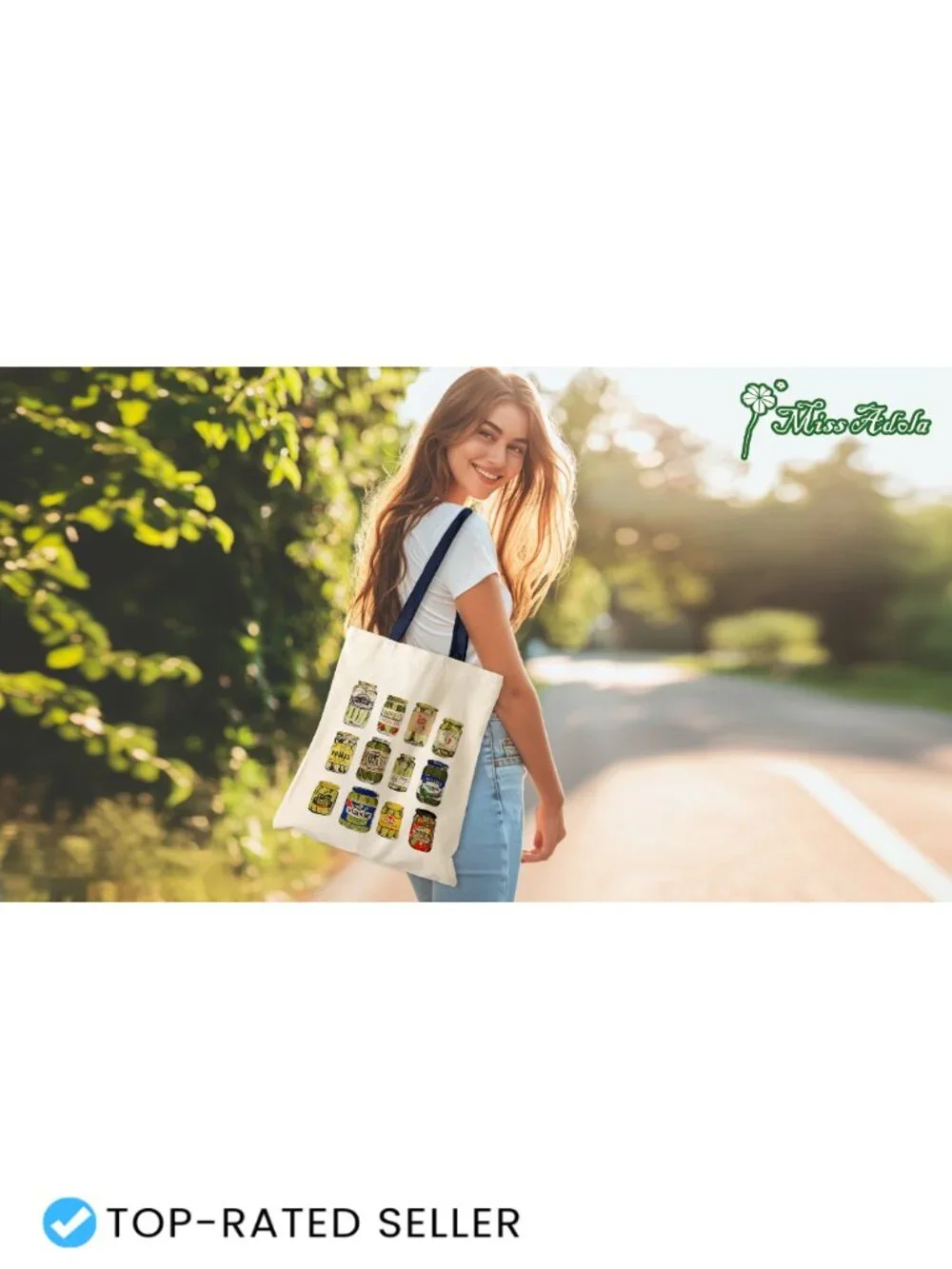 Canvas Tote Bag for Women with Zippered Inner Pocket